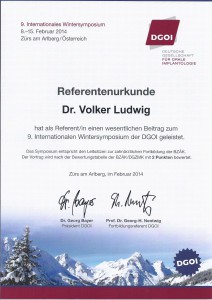 Dr. Volker Ludwig_Referentenurkunde_Zürs 2014
