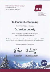 Dr. Volker Ludwig_Teilnahmebestätigung_Zürs 2014