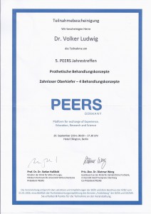 Teilnahmebescheinigung - Dr. Volker Ludwig 5. PEERS Jahrestreffen_2014