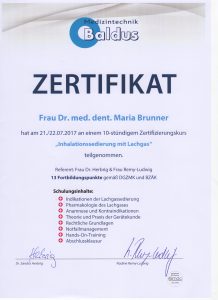 Lachgas Urkunde_Dr. Maria Brunner